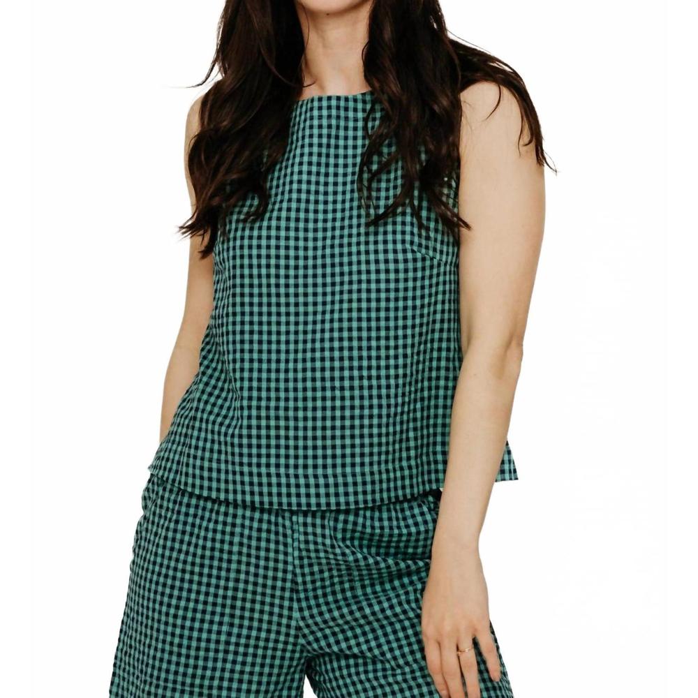 NEW BIBICO pippa sleeveless top gingham in green